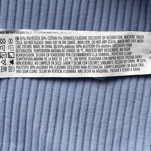 FOREVER 21 Blue Ribbed Bodysuit with Tie-Shoulder Straps - Size Large - Picture 5 of 5